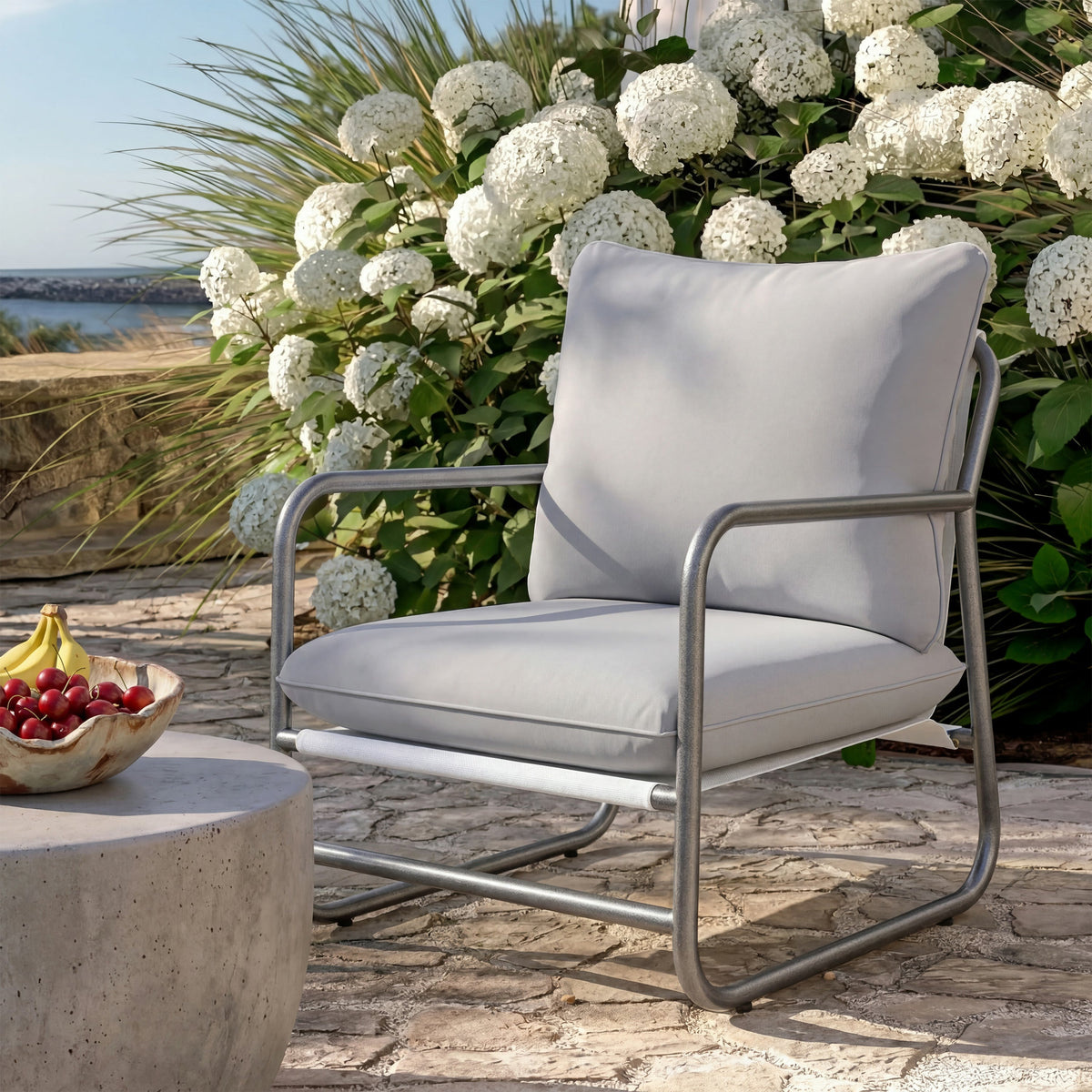 Outdoor Aluminum Frame Patio Armchair with Water Resistant Cushion - Light Gray, photo 2 of 10