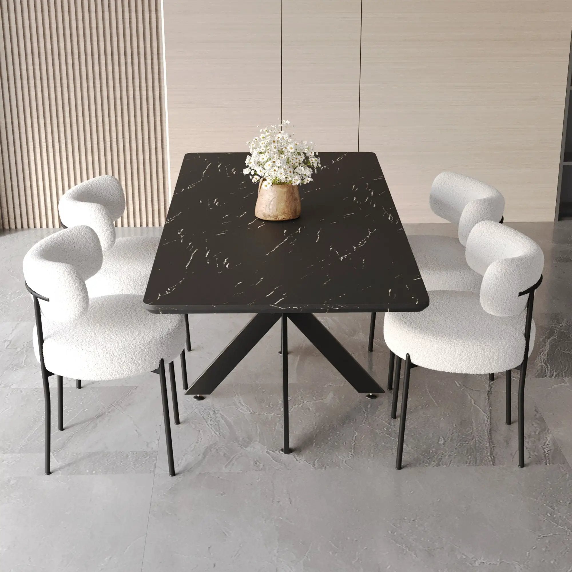 Extendable Dining Table Set With Curved Backrest Upholstered Chairs by Unique Piece Furniture