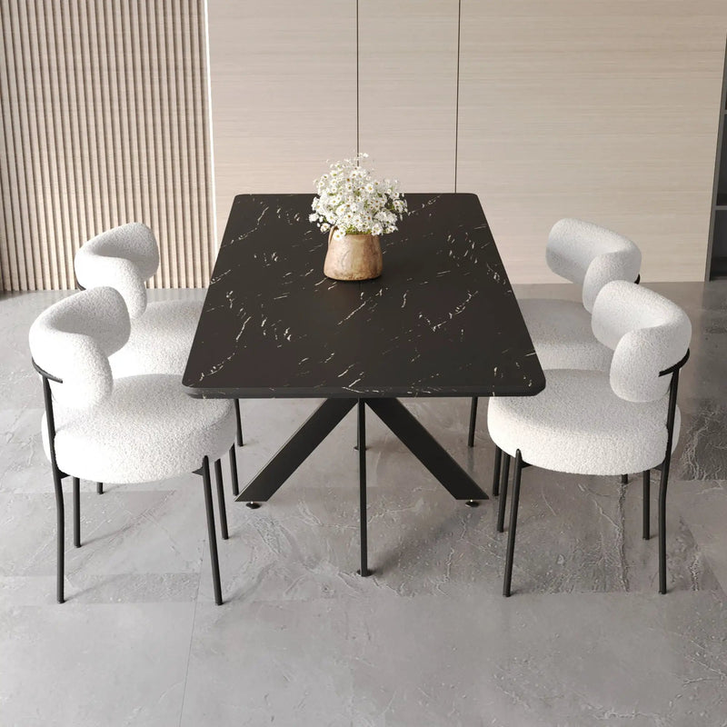 Extendable Dining Table Set With Curved Backrest Upholstered Chairs by HouseOfZazla