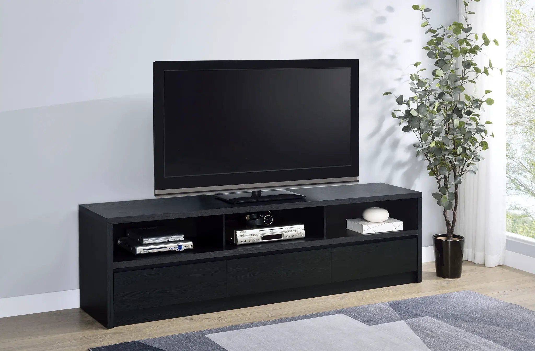 Rutland 78-inch 3-drawer TV Stand Media Console Black by Unique Piece Furniture