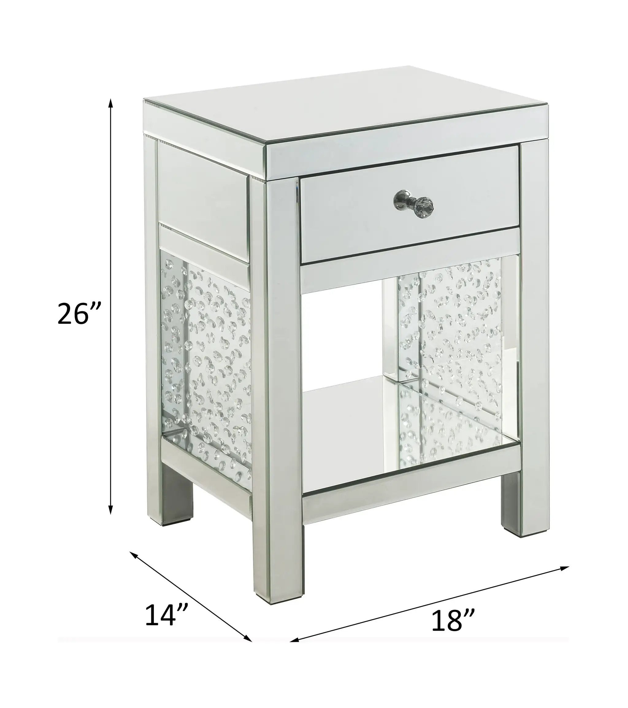 Nysa - 18" X 14" Accent Table - Mirrored & Faux Crystals by Unique Piece Furniture