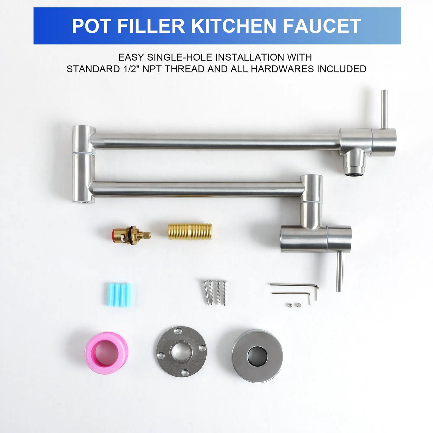 Modern Design Pot Filler Faucet Wall Mount Kitchen Sink, Folding Stretchable by HouseOfZazla