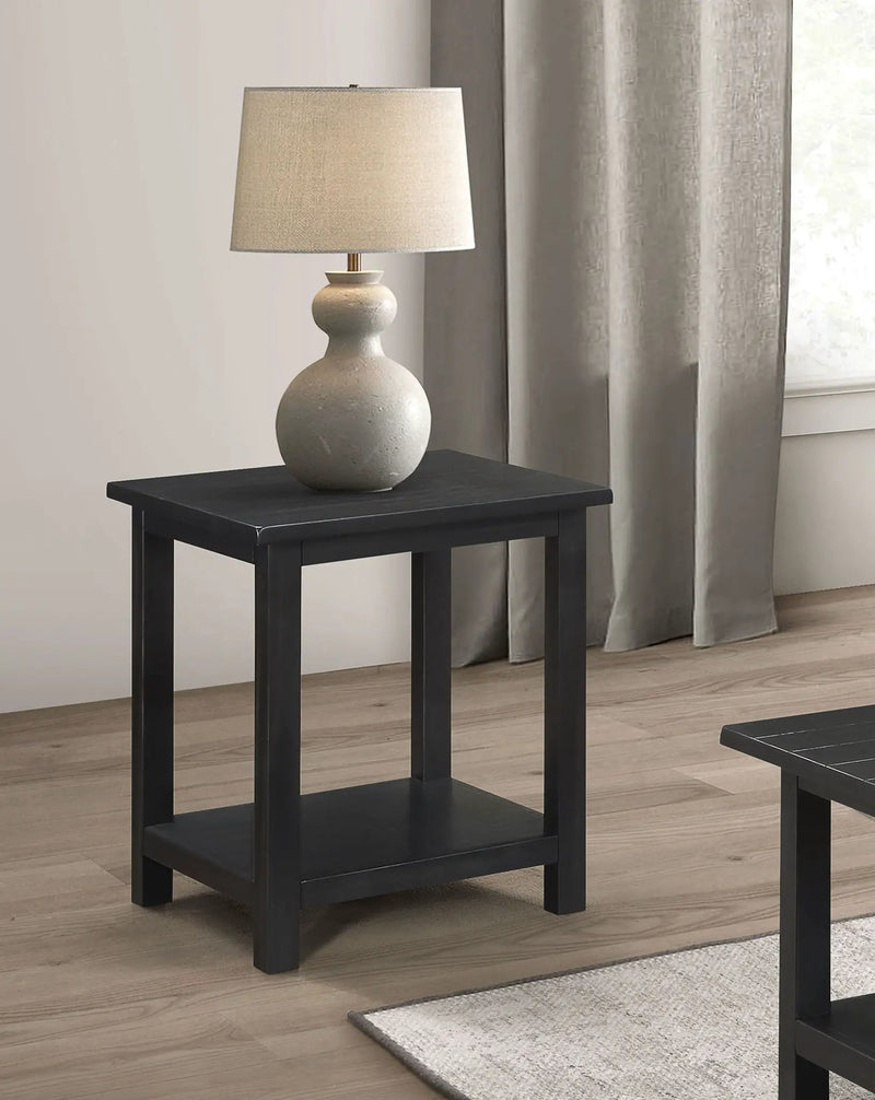 Payne Wood End Table with Shelf Distressed Java by Unique Piece Furniture