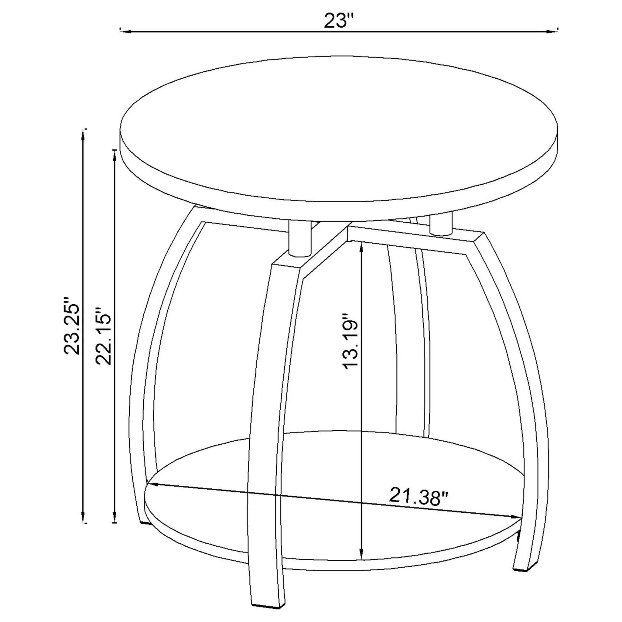 Dacre Round Engineered Wood Top Side End Table Dark Charcoal by Unique Piece Furniture