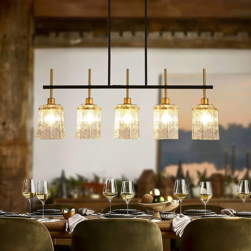 Chandelier 5 Light, Fixture Over Table - Black / Gold by Unique Piece Furniture
