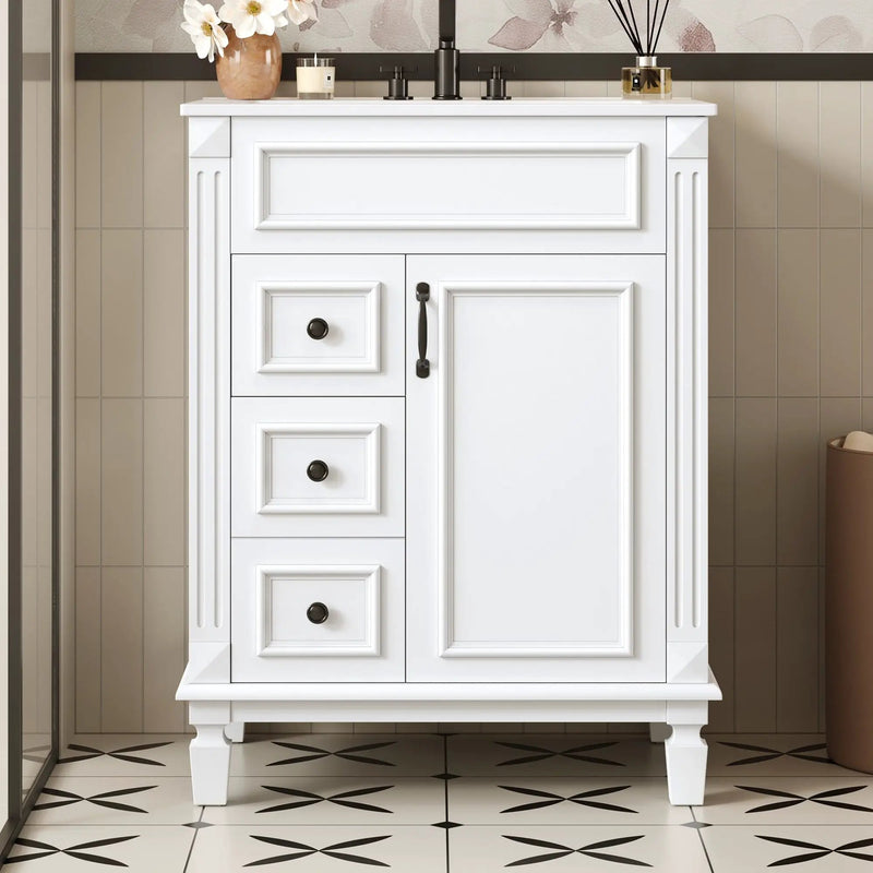 Bathroom Vanity With Sink, Compact Cabinet & 2 Drawers And Adjustable Shelf by Unique Piece Furniture