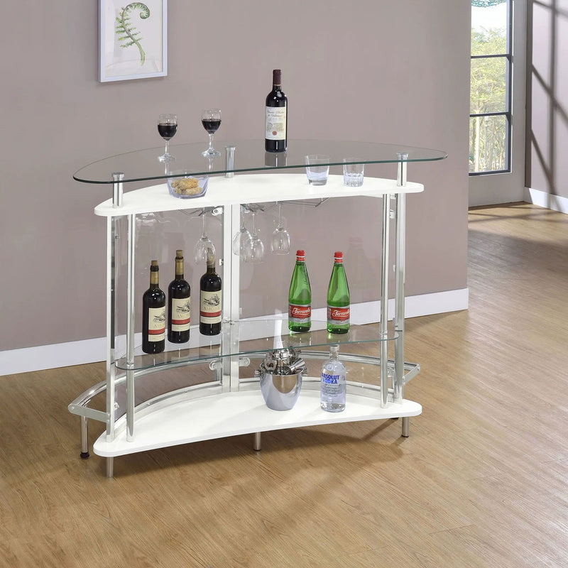 Amarillo Freestanding Glass Top Home Bar Wine Cabinet White by Unique Piece Furniture