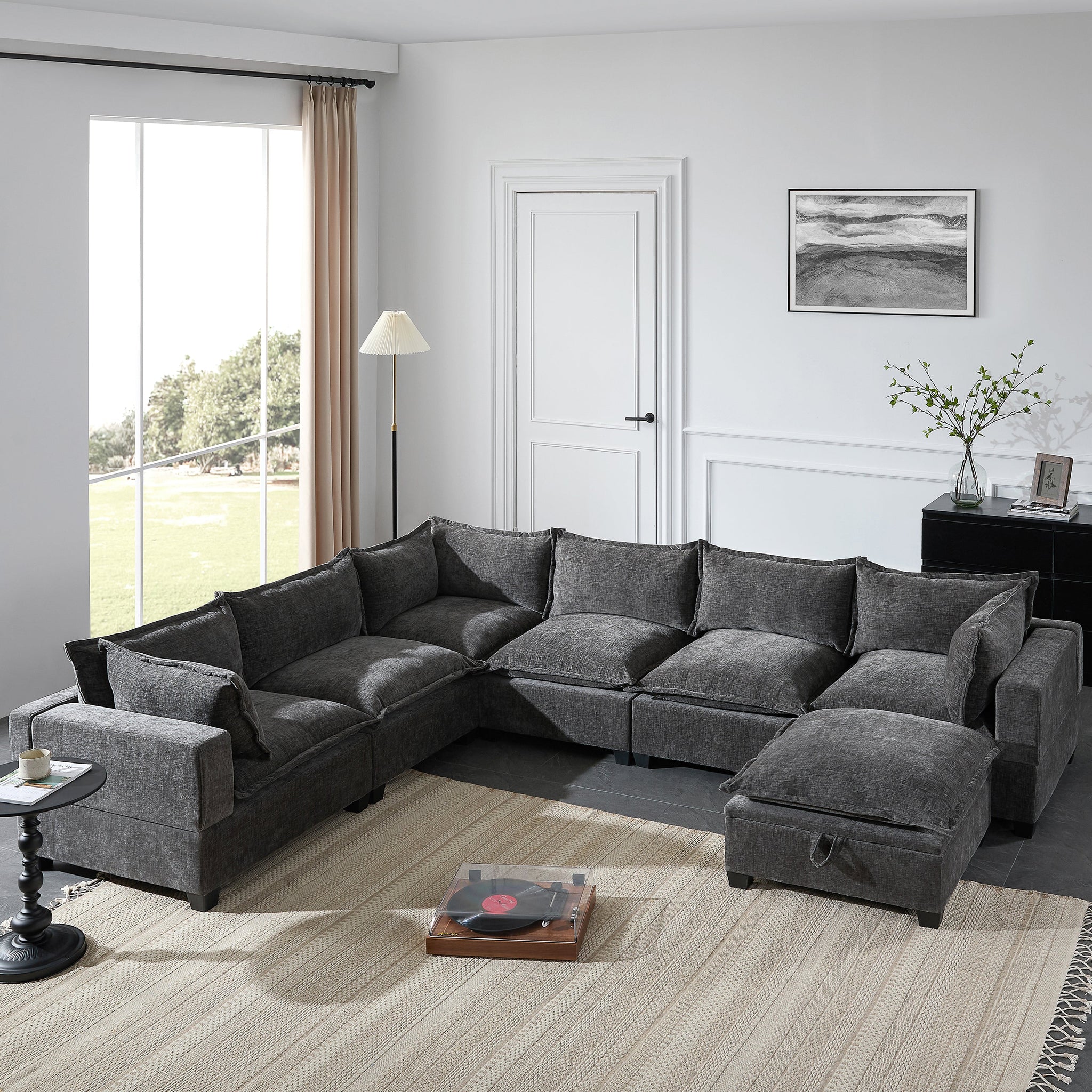 117.5'' Modular Sectional Sofa with Movable Storage Ottoman by HouseOfZazla