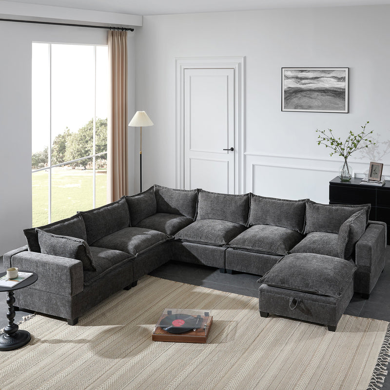 117.5'' Modular Sectional Sofa with Movable Storage Ottoman by HouseOfZazla