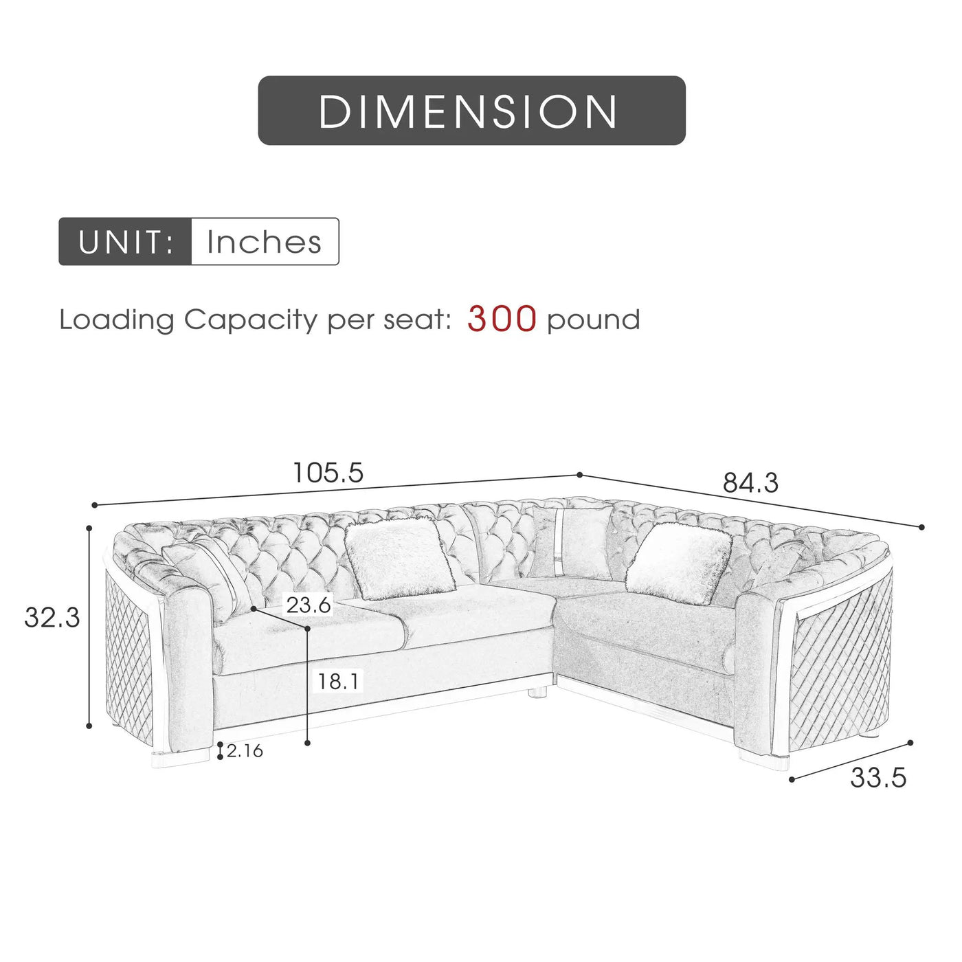 L Shaped Chesterfield Sectional Sofa With Stainless Steel Accents by HouseOfZazla