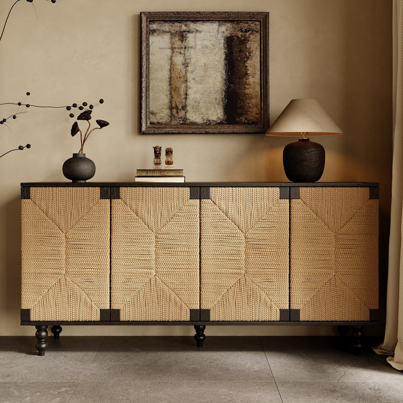 Accent Sideboard with Handwoven Seagrass Doors - Natural, photo 2 of 10
