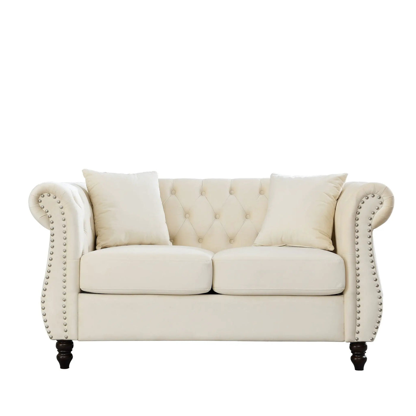Chesterfield Sofa With Rolled Arms And Nailhead Trim by HouseOfZazla
