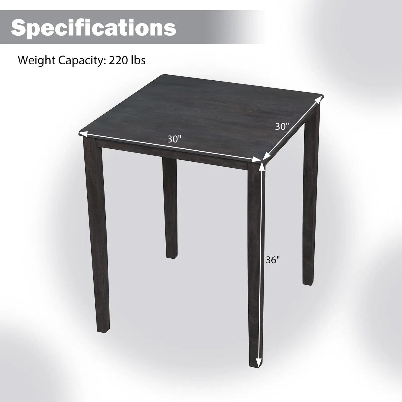 Square Dining Table with Solid Wood Frame for 4-Person by DirectDeals