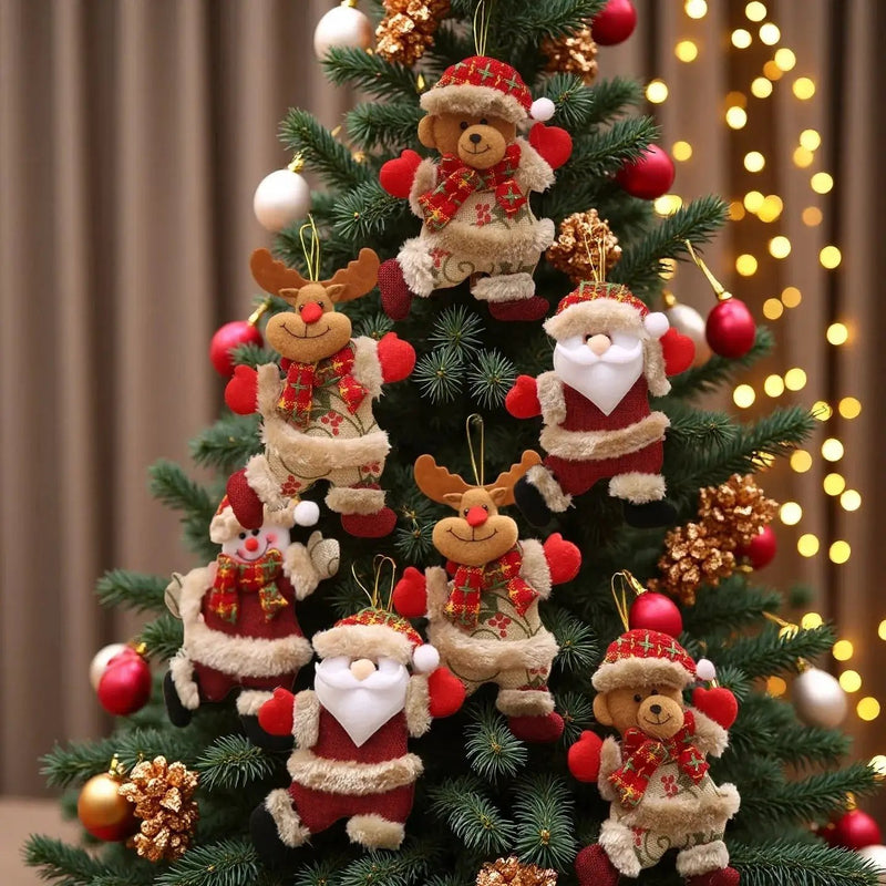 Fabric Christmas Ornaments, Dancing Snowman Deer Bear Tree Decorations by House Of Avana