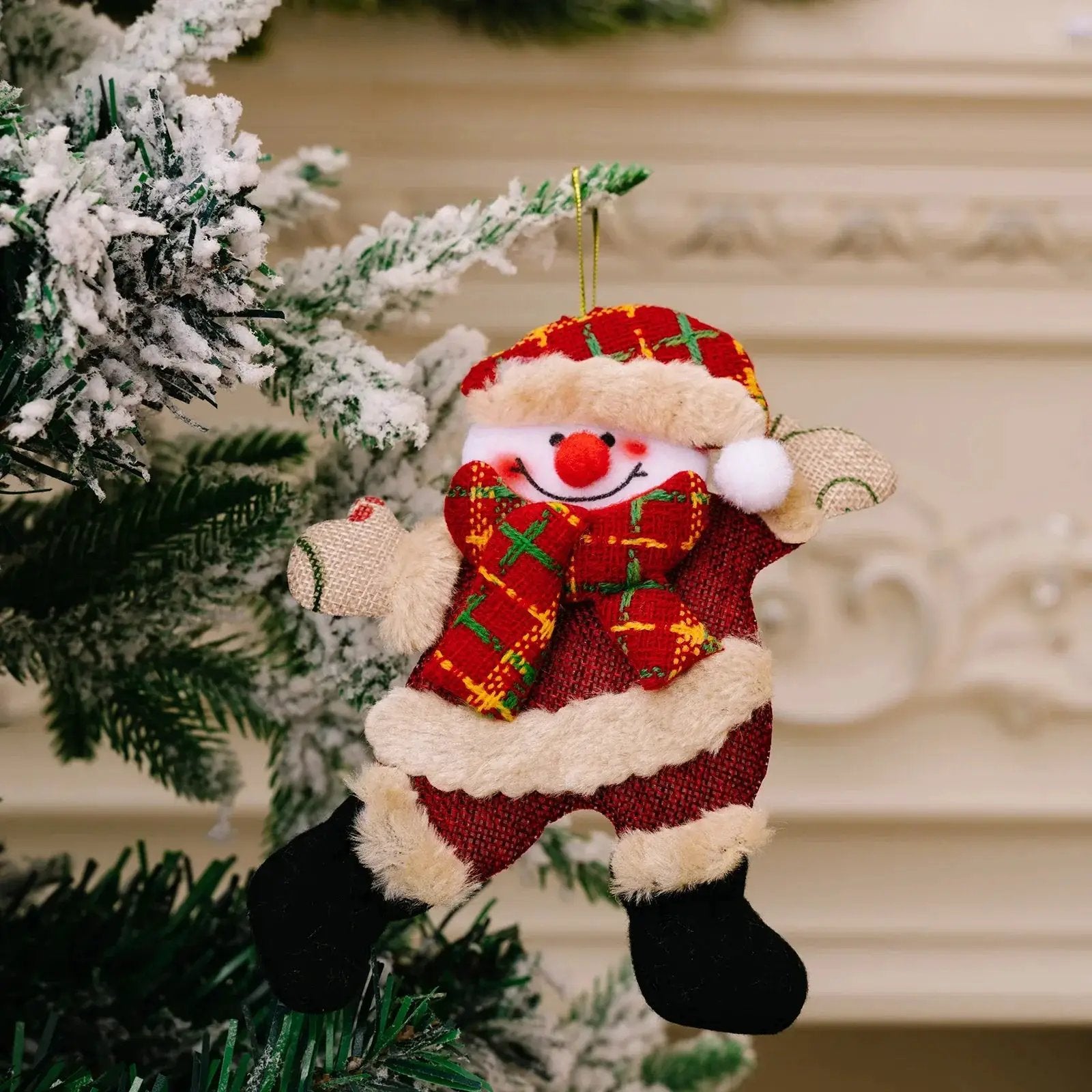 Fabric Christmas Ornaments, Dancing Snowman Deer Bear Tree Decorations by House Of Avana