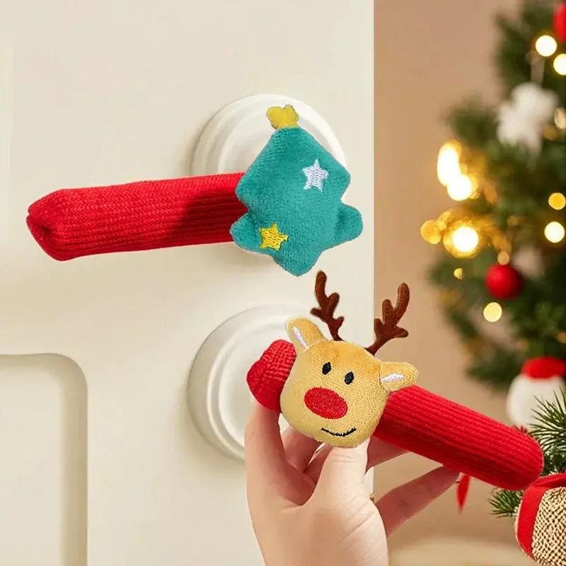 Fabric Elf Door Knocker with Golden Bell & Hook, Red/Green Christmas Door Hanger by House Of Avana