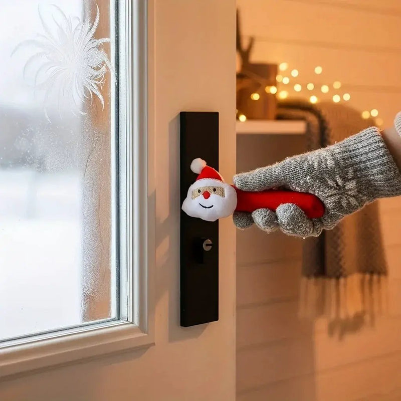 Fabric Elf Door Knocker with Golden Bell & Hook, Red/Green Christmas Door Hanger by House Of Avana