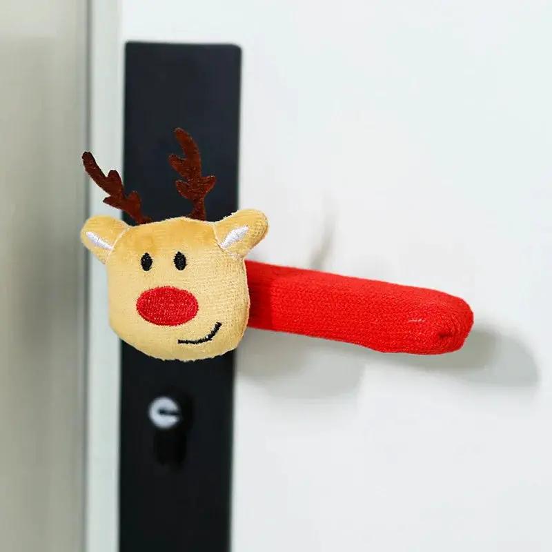Fabric Elf Door Knocker with Golden Bell & Hook, Red/Green Christmas Door Hanger by House Of Avana