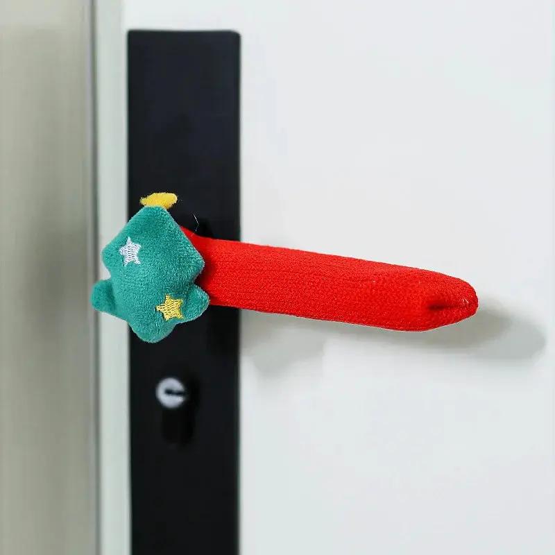 Fabric Elf Door Knocker with Golden Bell & Hook, Red/Green Christmas Door Hanger by House Of Avana