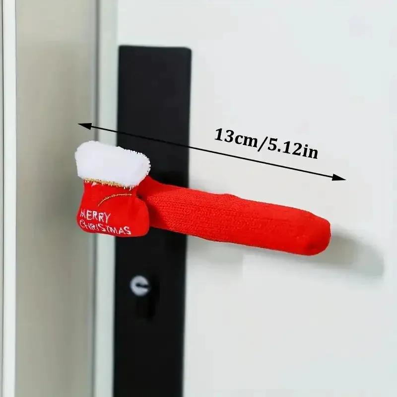 Fabric Elf Door Knocker with Golden Bell & Hook, Red/Green Christmas Door Hanger by House Of Avana