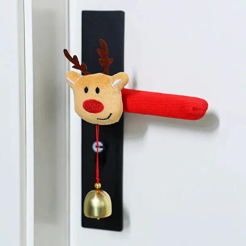 Fabric Elf Door Knocker with Golden Bell & Hook, Red/Green Christmas Door Hanger by House Of Avana