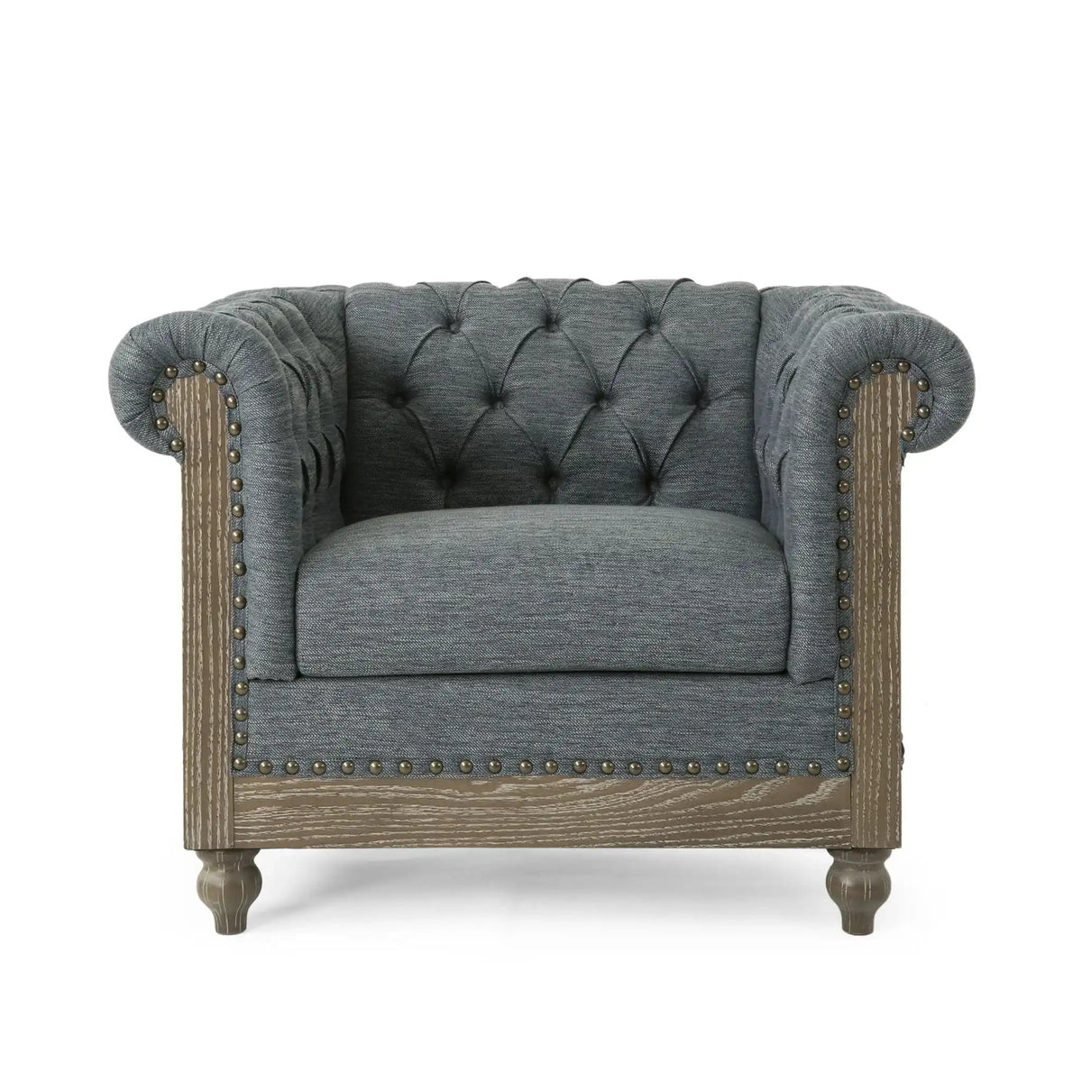 Fabric Upholstered Club Chair with Scrolled Tuxedo Arms - Dark Gray, photo 2 of 4