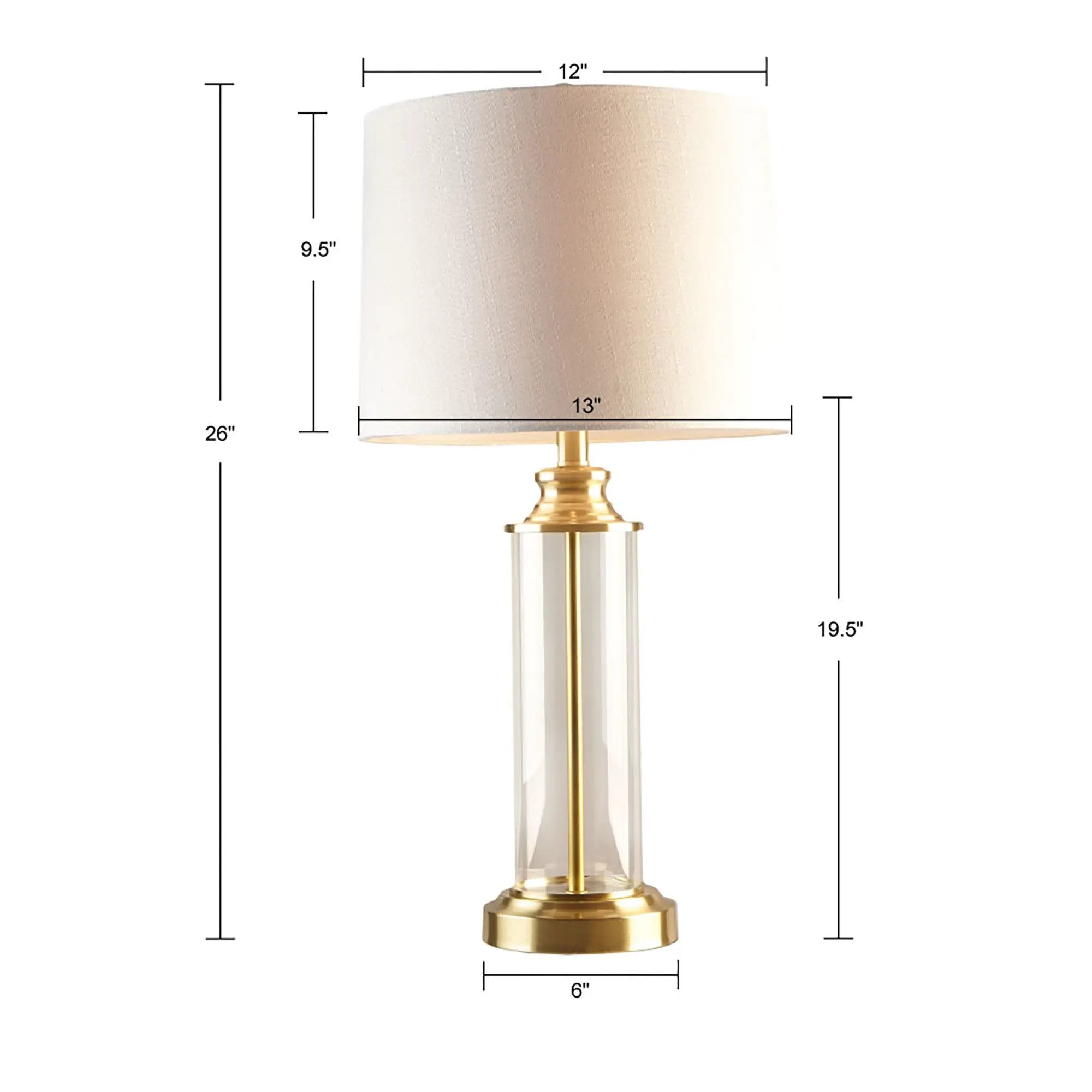 Clarity Glass Cylinder Table Lamp Set of 2 by HouseOfZazla