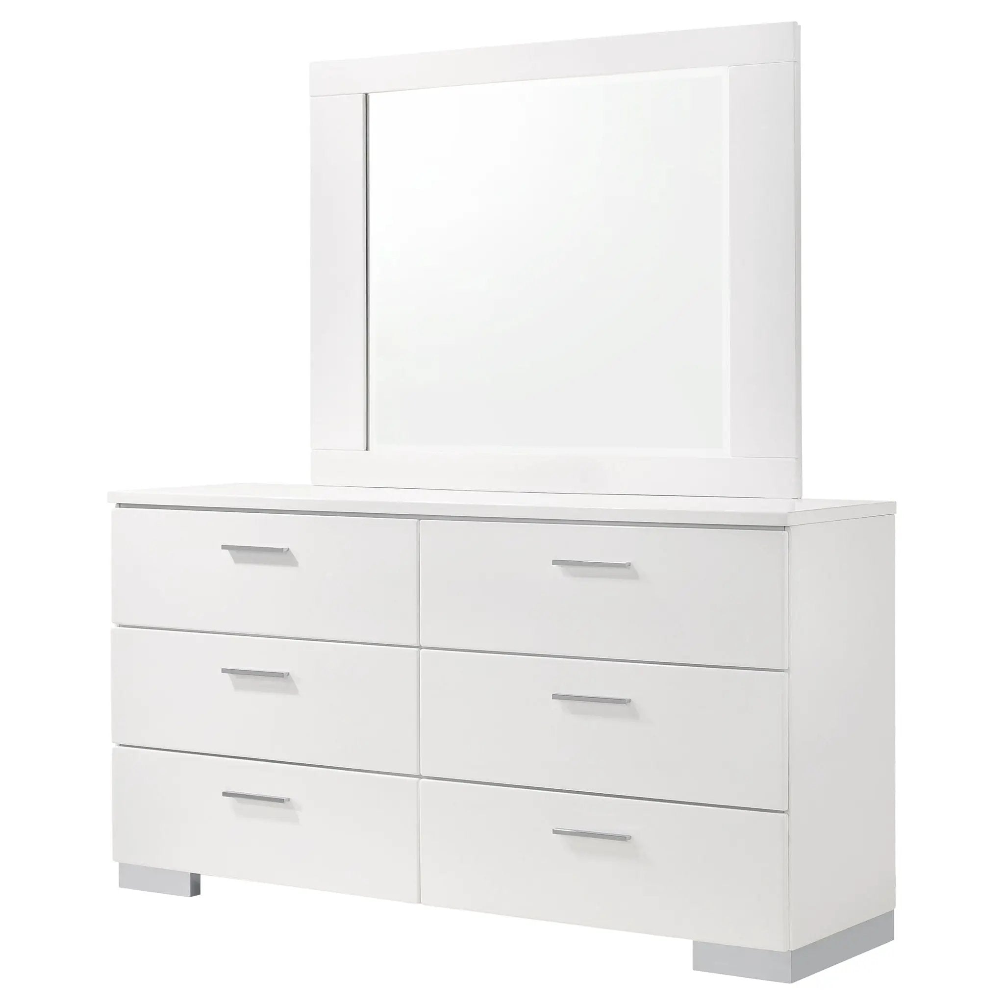 Felicity 6-drawer Wood Dresser with Mirror White High Gloss by Unique Piece Furniture