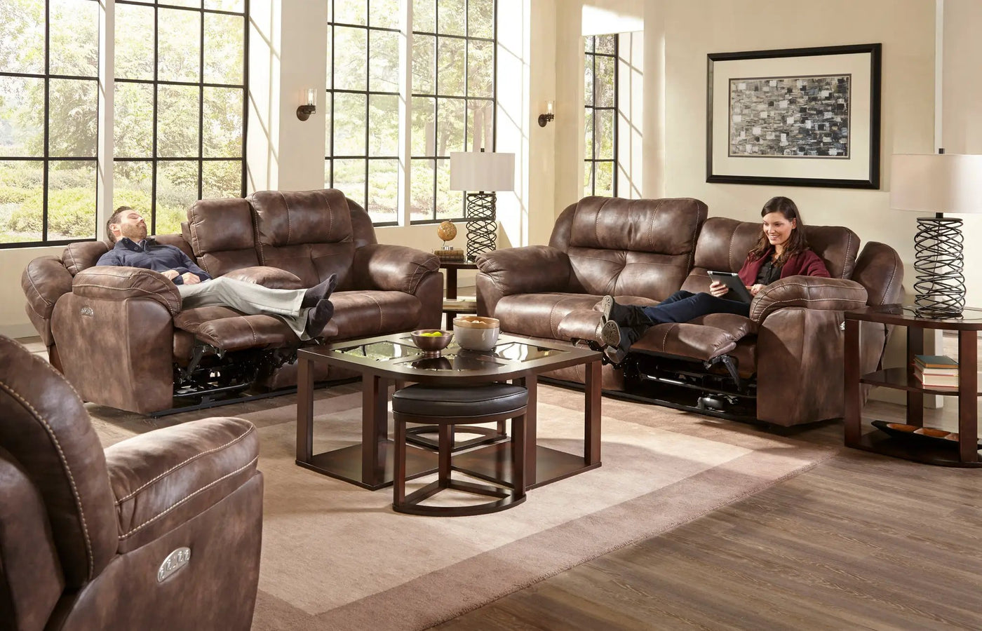 Ferrington - Power Lay Flat Reclining Sofa with Power Adjustable Headrest by Unique Piece Furniture