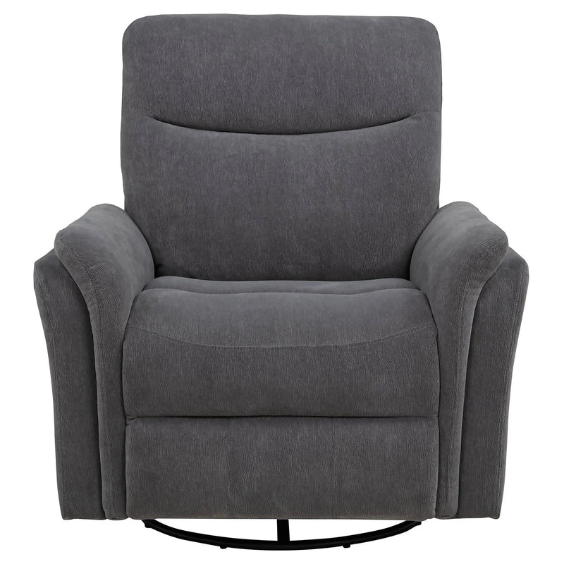 Adler Upholstered Power Swivel Glider Recliner Charcoal Grey by Unique Piece Furniture
