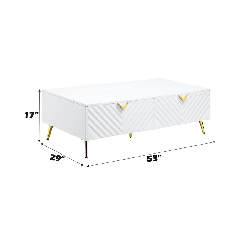 Gaines - High Gloss Coffee Table - White by Unique Piece Furniture