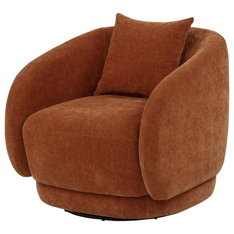 Arnaud Chenille Upholstered Swivel Accent Chair Burnt Orange by Unique Piece Furniture