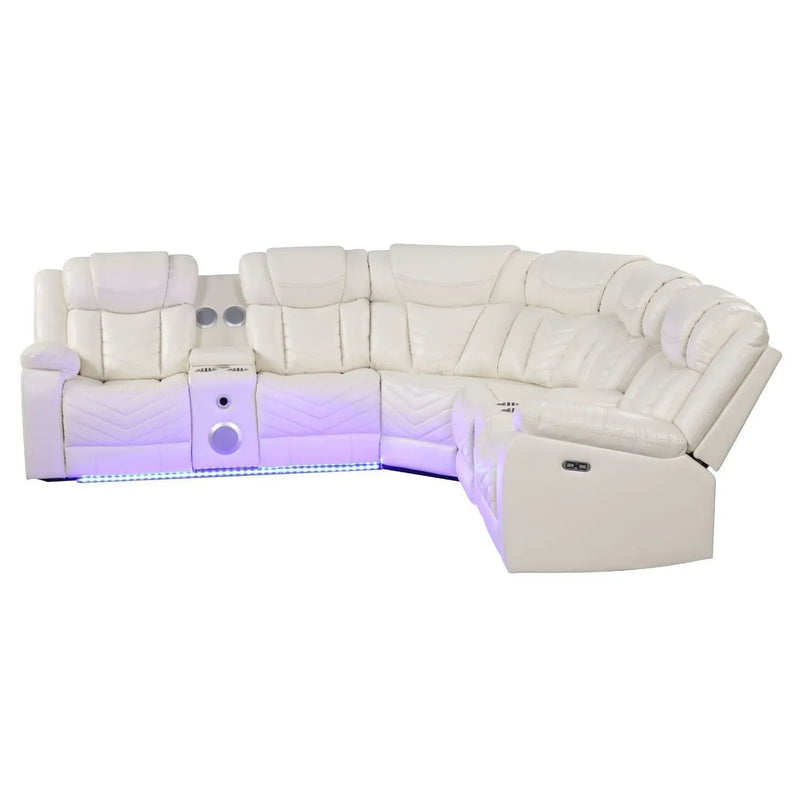 Challenger - Recliner Sectional Sofa, Built In USB, C Ports & Bluetooth by HouseOfZazla
