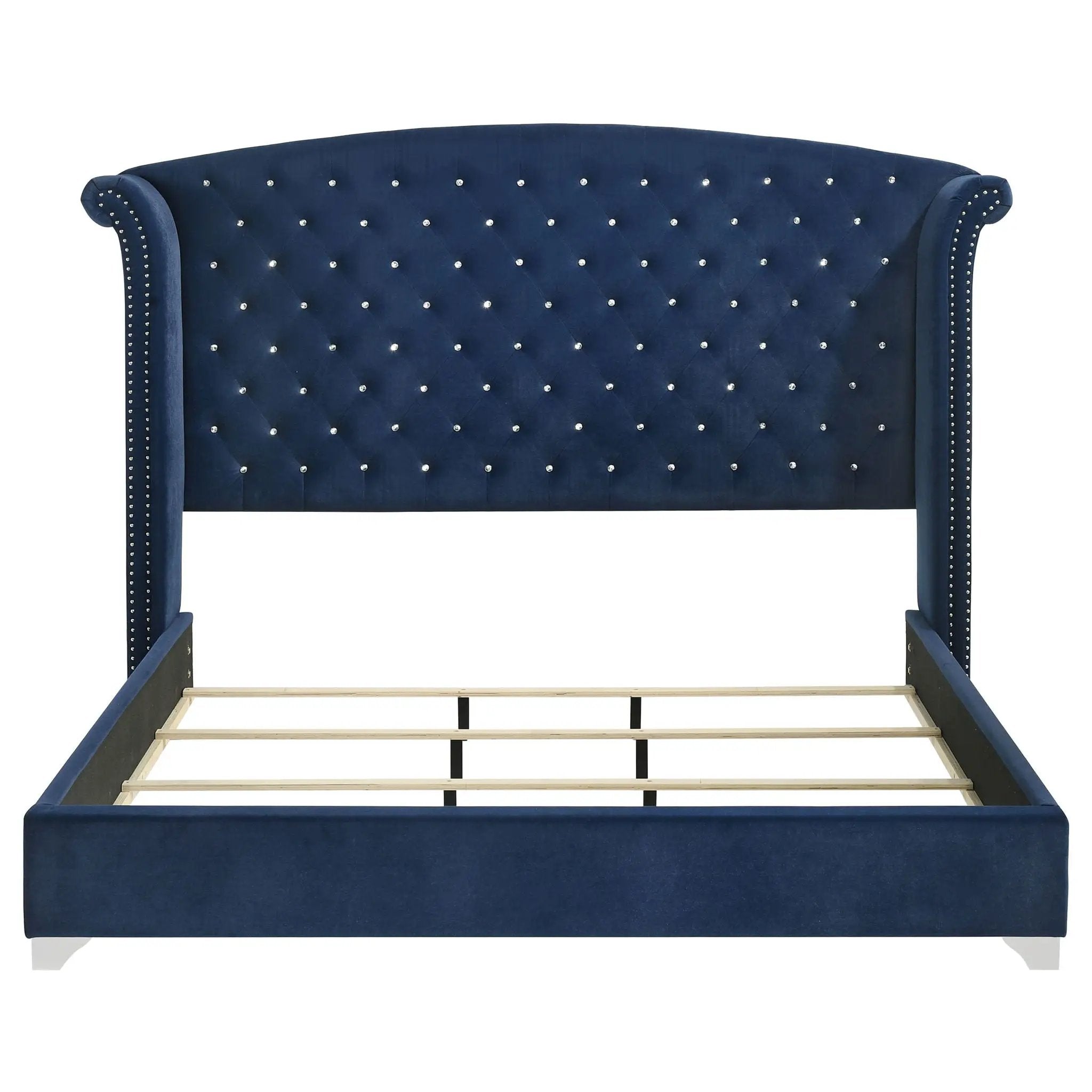 Melody Upholstered Eastern King Wingback Bed Pacific Blue by Unique Piece Furniture