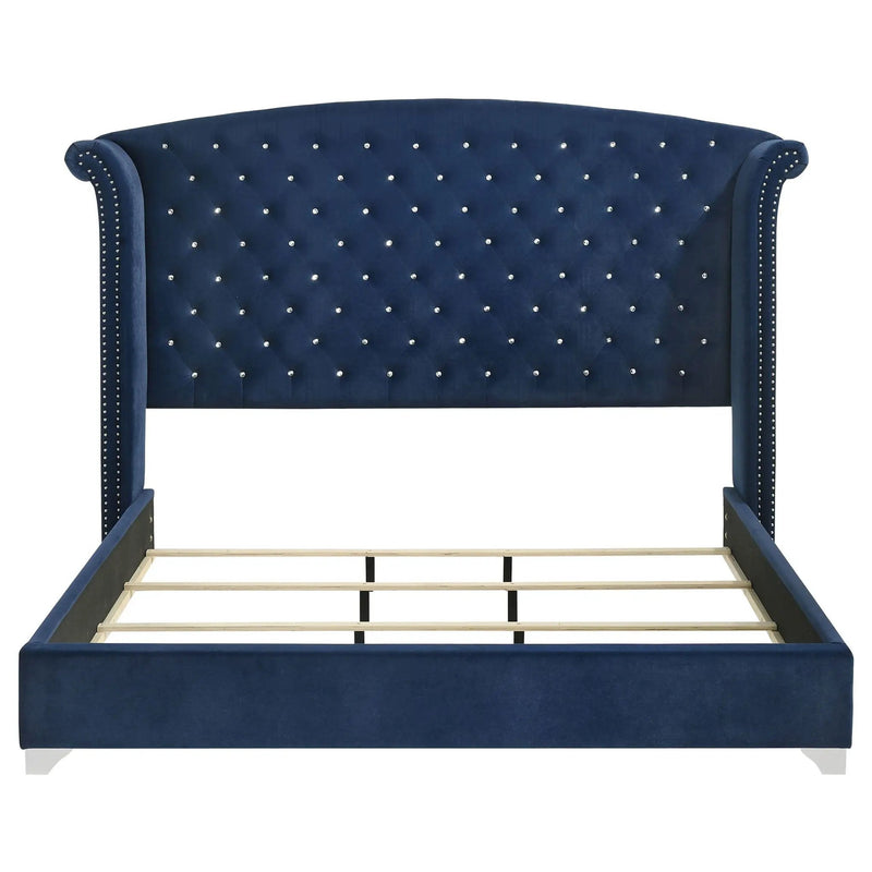 Melody Upholstered Eastern King Wingback Bed Pacific Blue by Unique Piece Furniture