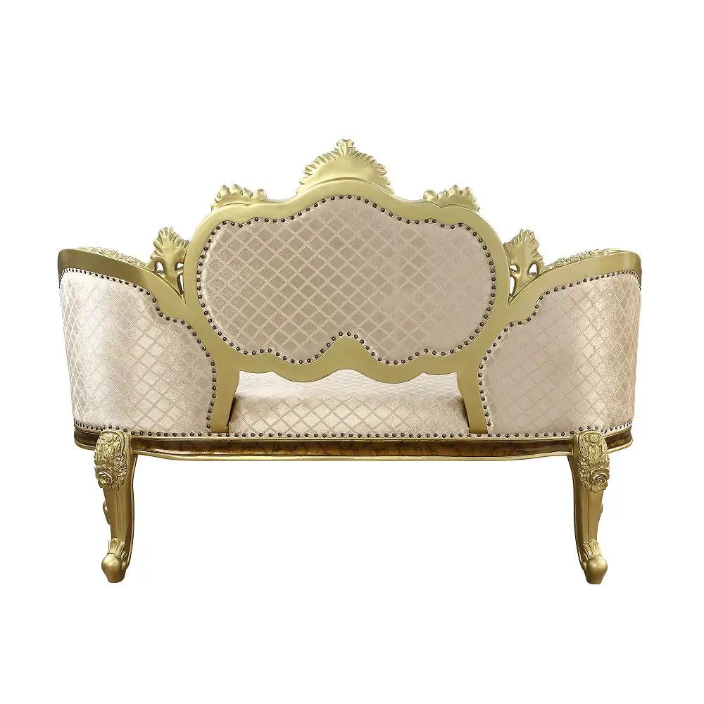 Desiderius - Bench - Beige Fabric, Antique Gold & Hand Paint Brown by Unique Piece Furniture