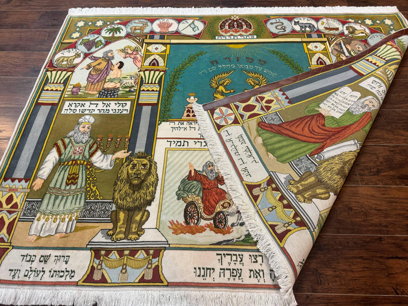 Persian Tabriz Jewish Pictorial Rug - Biblical Scenes, Kork Wool by Jewel Rugs