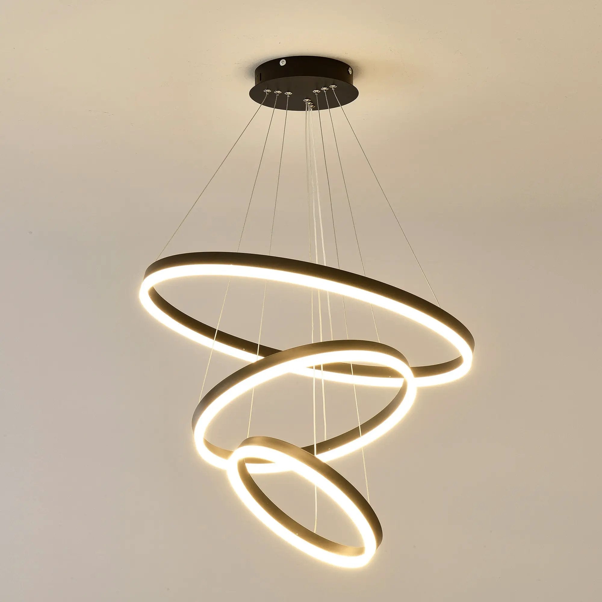 Modern 3 Rings Chandelier with Remote Control by HouseOfZazla