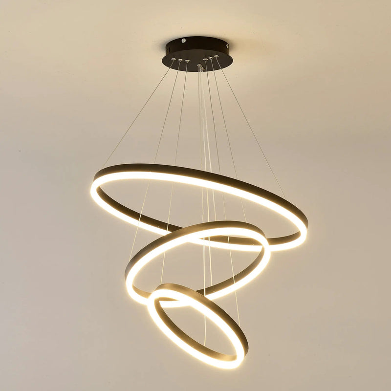 Modern 3 Rings Chandelier with Remote Control by HouseOfZazla