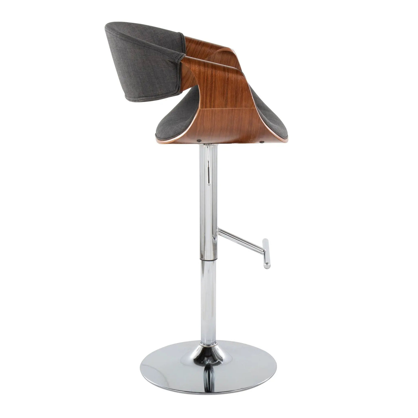 Curvo - Mid Century Modern Adjustable Barstool With Swivel With Straight T Footrest by HouseOfZazla