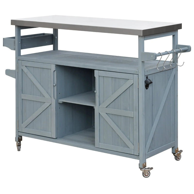K&K Outdoor Kitchen Island, Rolling Bar Cart & Storage Cabinet by HouseOfZazla