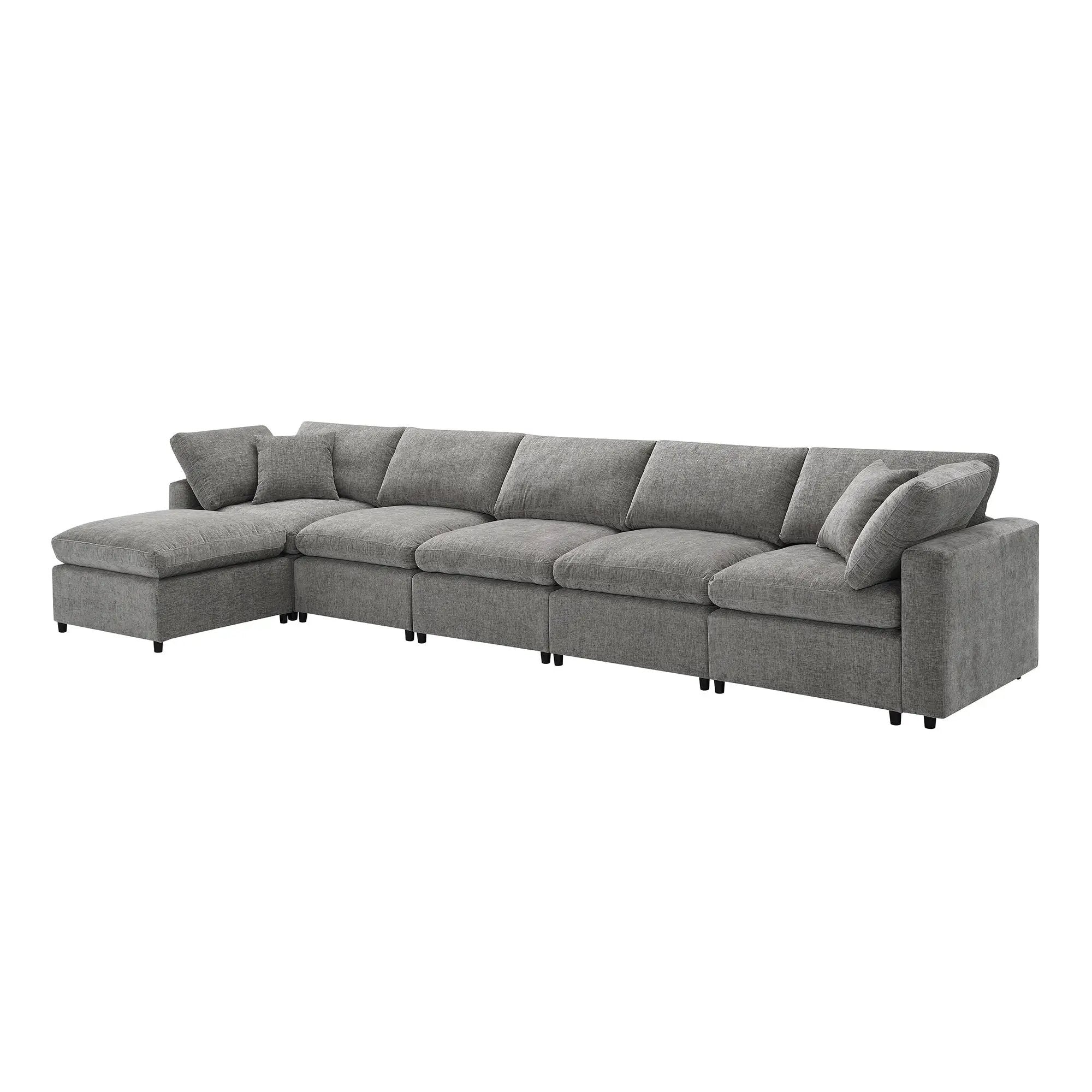 Modern Modular Cloud Sofa Bed, 6 Seat Sectional Couch Set With Ottoman, Free Combination, Convertible U Shaped Sleeper Sofa For Living Room by HouseOfZazla