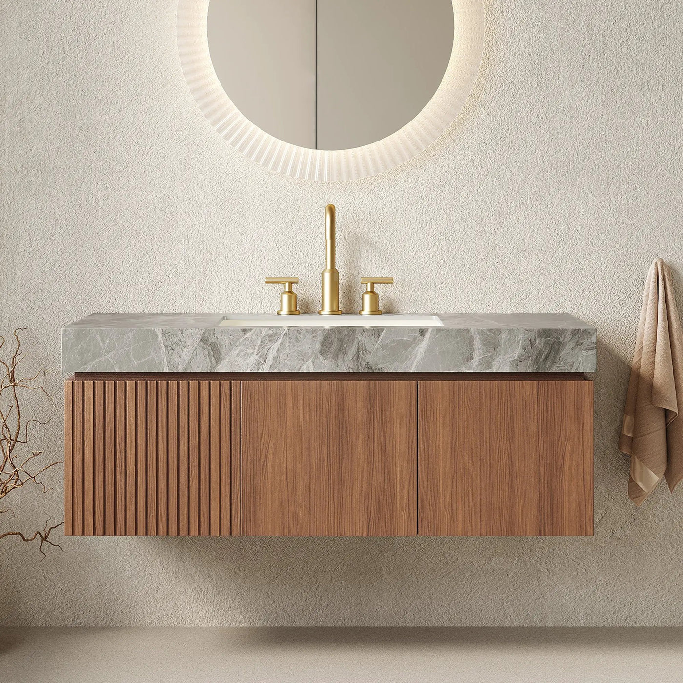 MURI 48" Bathroom Vanity & Sink, Floating Plywood Storage Cabinet by HouseOfZazla