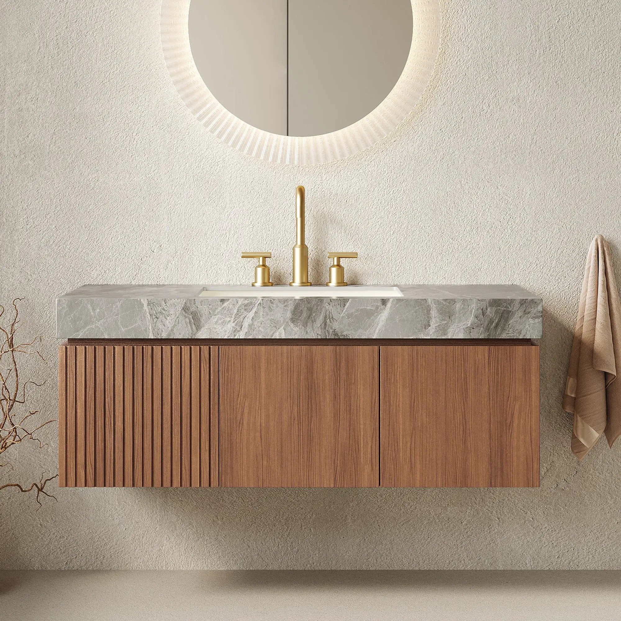 MURI 48" Bathroom Vanity & Sink, Floating Plywood Storage Cabinet by HouseOfZazla