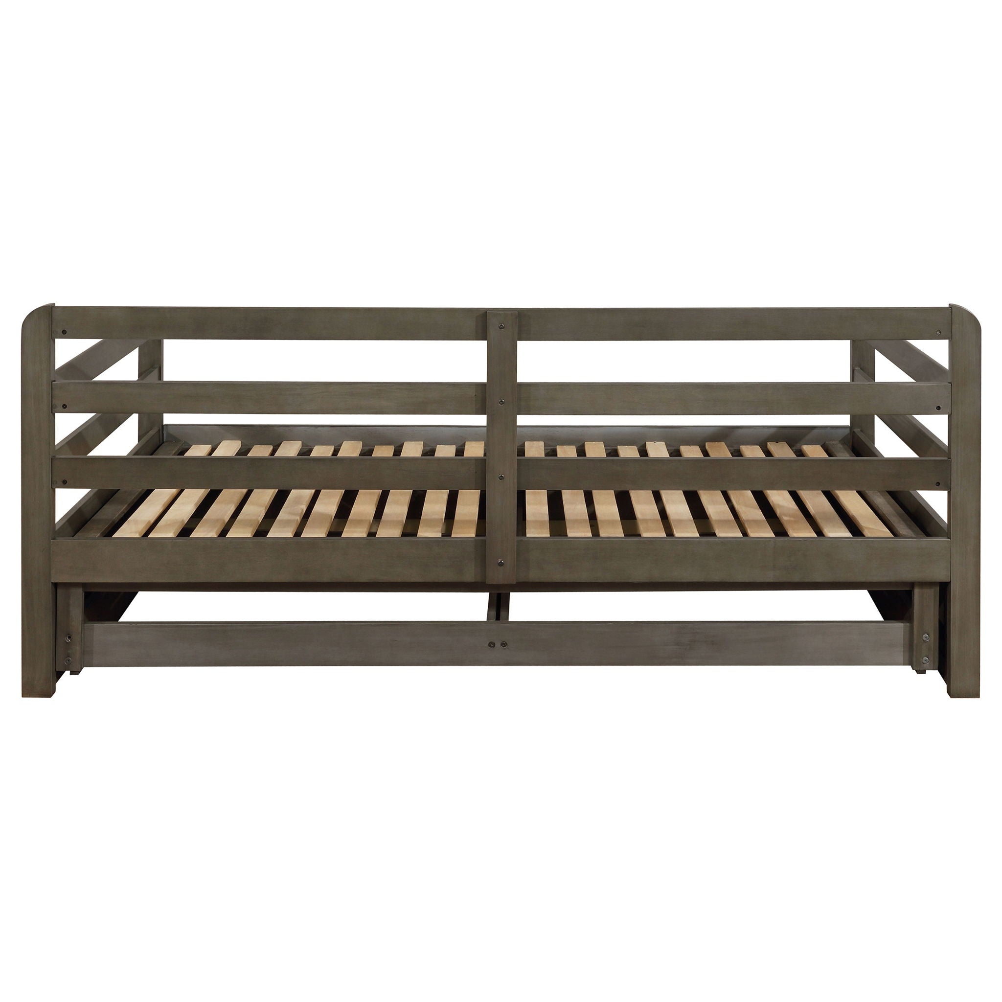 Twin Long 2 Drawer Daybed With Extendable Trundle, Storage Drawers, Fits Standard Mattress - Gray by HouseOfZazla