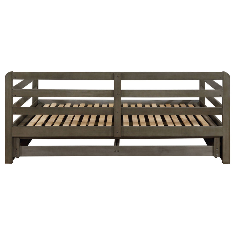 Twin Long 2 Drawer Daybed With Extendable Trundle, Storage Drawers, Fits Standard Mattress - Gray by HouseOfZazla