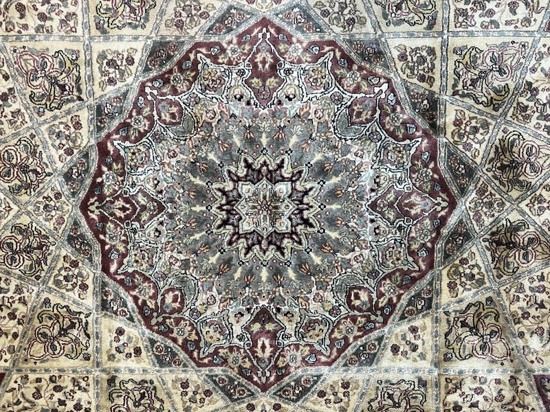 Indo Persian Rug 8x10, Dome Design, 210 KPSI, Handmade Vintage Wool Rug by Jewel Rugs