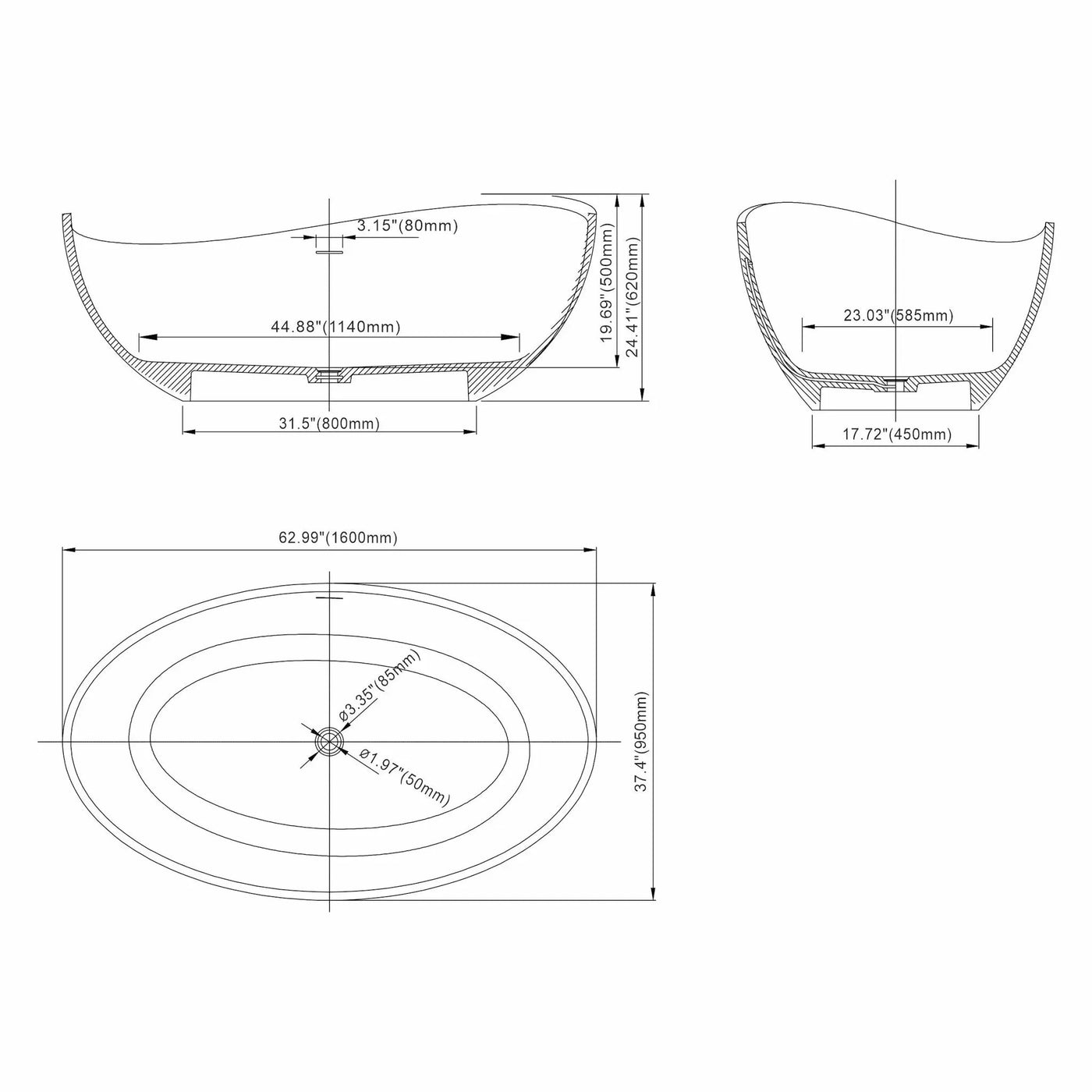Freestanding Solid Surface Soaking Bathtub For Bathroom by HouseOfZazla