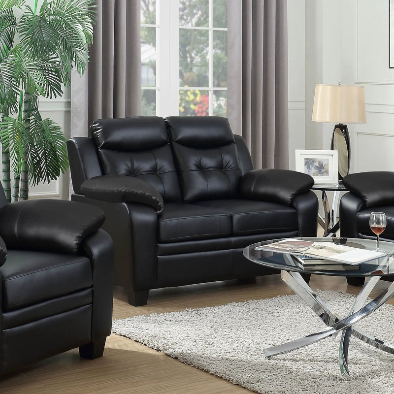 Finley Upholstered Padded Arm Tufted Loveseat Black by Unique Piece Furniture