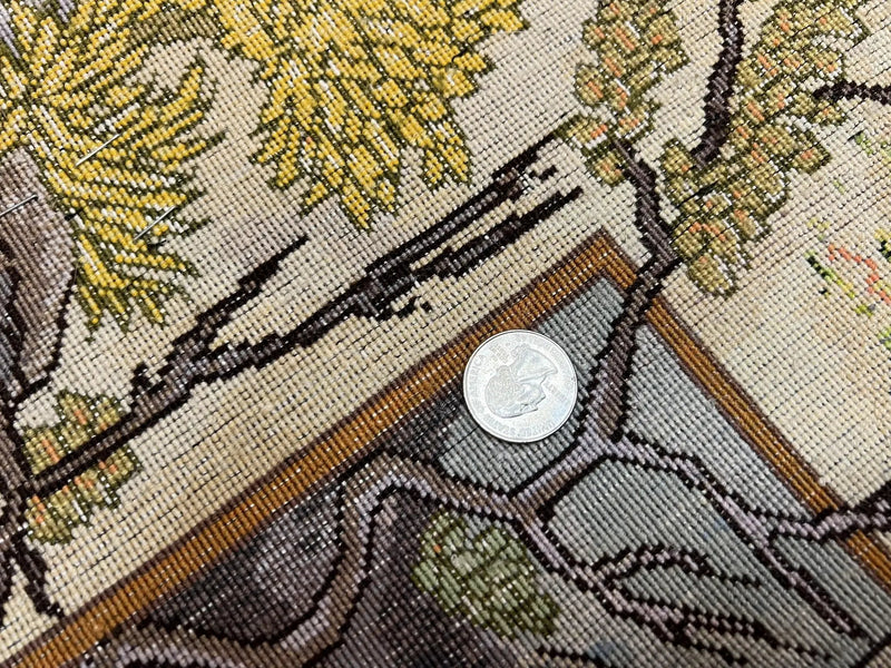 Persian Tabriz Pictorial Rug 5x3, Hafez Poetry In Border, Very Fine Hand Knotted Carpet, Wall Hanging Wool Oriental Carpet 3x5, Highly Detailed by Jewel Rugs